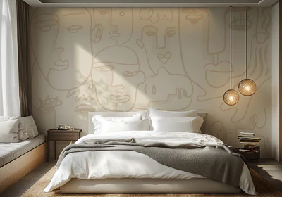 Embrace-Modern-Sophistication-with-Face-Line-Art-Wallpaper