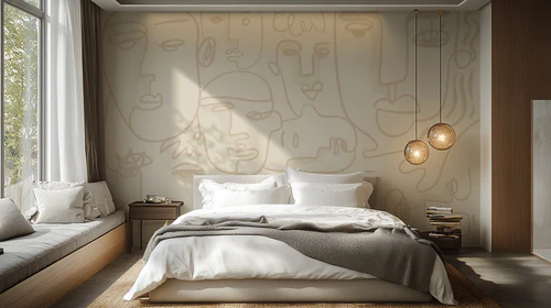 Embrace Modern Sophistication with Face Line Art Wallpaper!