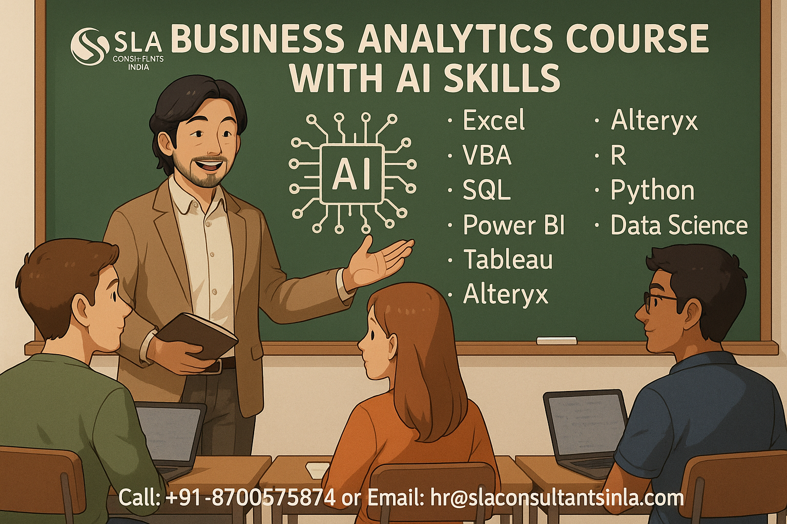 Business Analytics Institute in Delhi – Advanced Professional Learning Hub for Analytics Excellence with Free Alteryx, R and Gen AI Skills Plus IBM Certification Support by SLA Consultants India